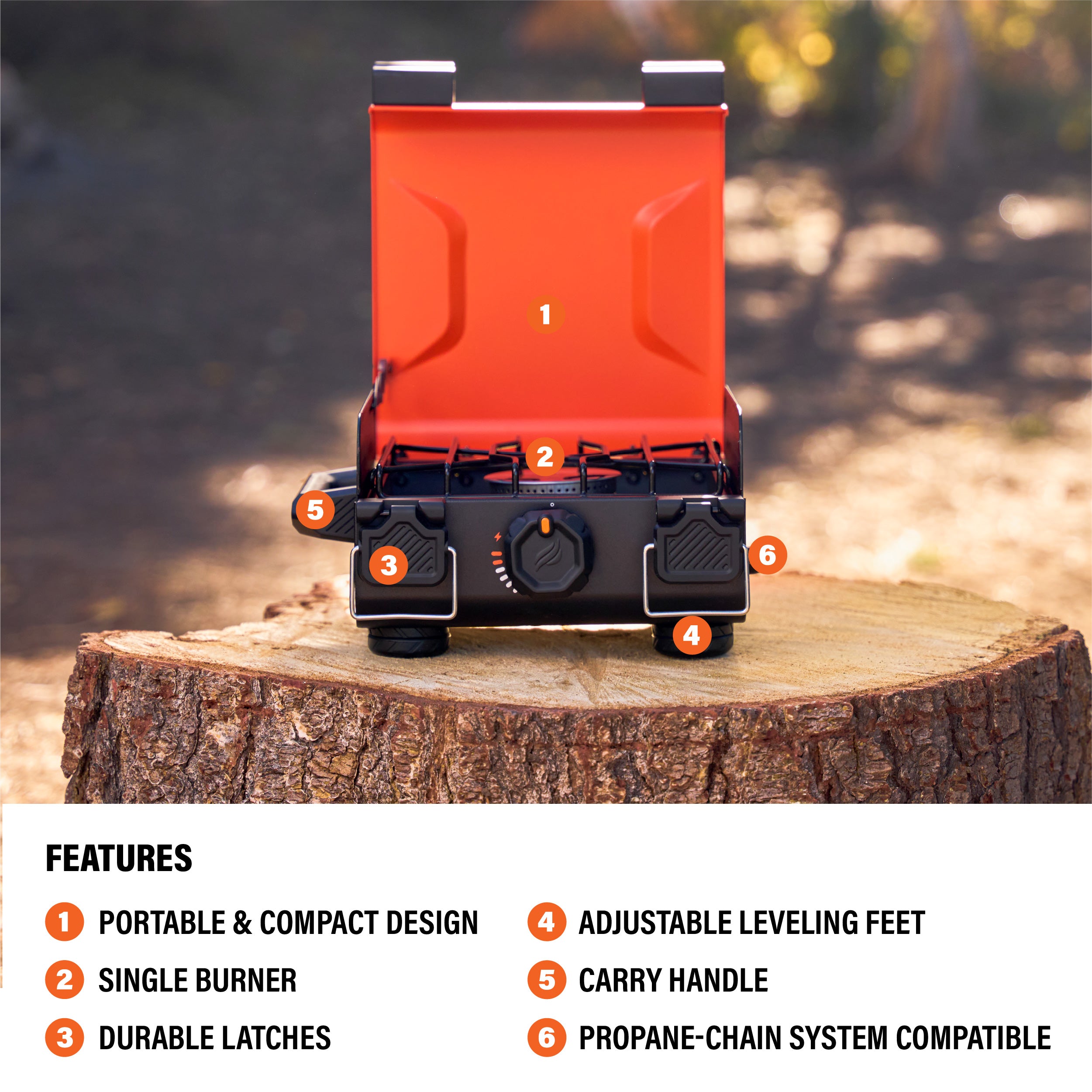 Portable Single Burner Camping Stove - Compact Outdoor Gas Stove for Backpacking, Hiking & Picnics | Perfect for Camp Cooking, Emergency Preparedness & RV Travel