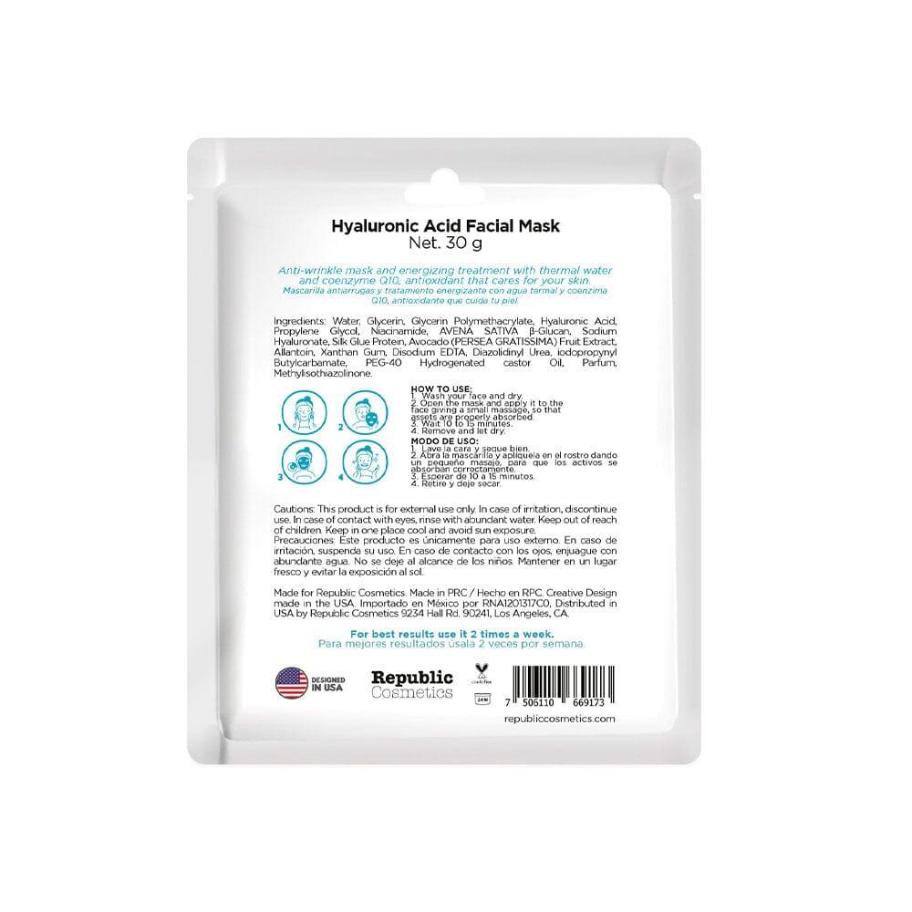 Hyaluronic Acid & Q10 Anti-Aging Face Mask by Republic Cosmetics - Hydrating & Wrinkle-Reducing Treatment for Dry Skin, Perfect for Night Skincare Routine & Spa Days