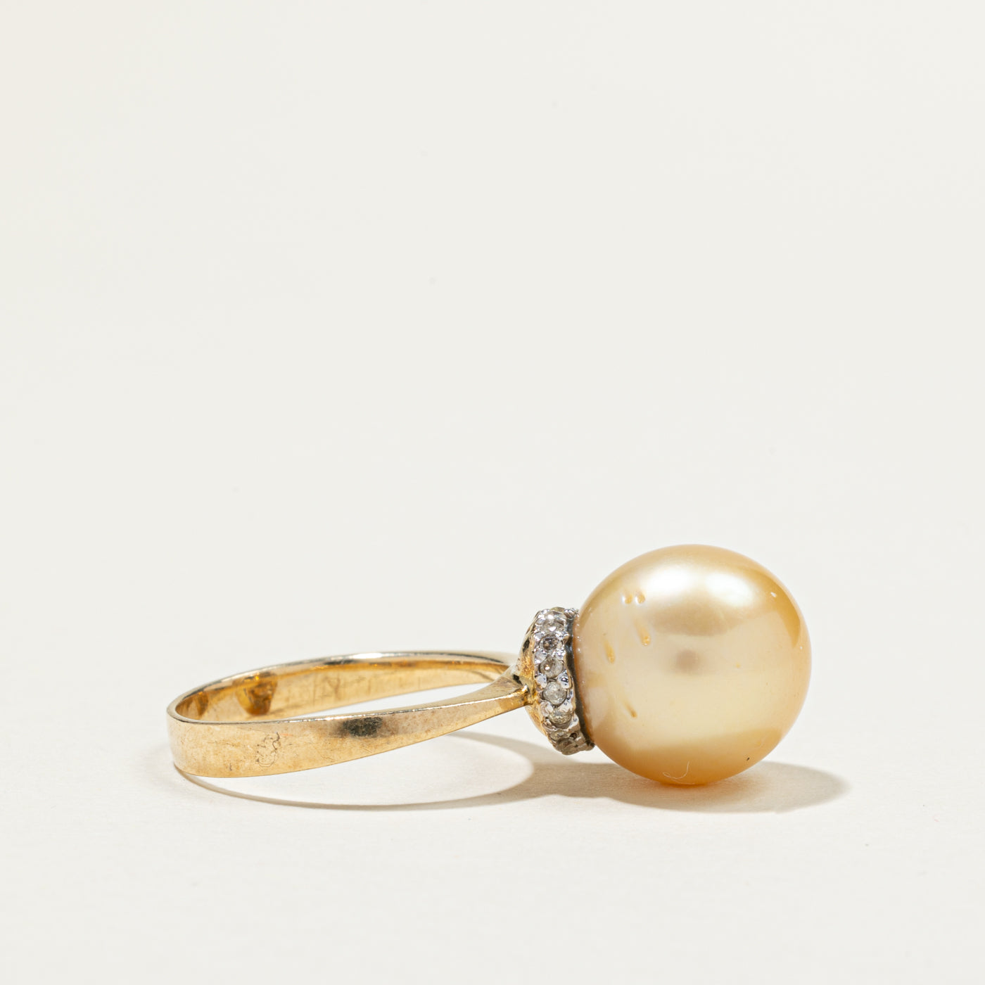 Luxury 14K White Gold South Sea Pearl & Diamond Ring - 0.12ctw Natural Pearls, Size 5.5 - Elegant Bridal Jewelry, Anniversary Gift for Her, Wedding Engagement Ring
