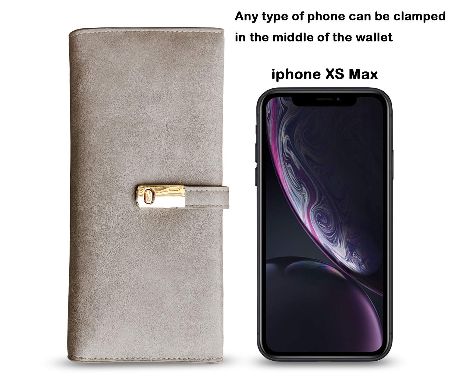 Slim RFID Leather Wallet for Women - Ultra Thin Bifold Billfold with Magnetic Closure, Large Card Holder & Coin Pocket (Grey) | Perfect for Everyday Use, Travel, and Minimalist Lifestyle