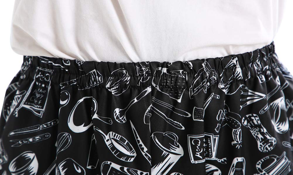 Men’s & Women’s Baggy Printed Chef Pants - Elastic Waist Floral Restaurant Work Pants for Kitchen Staff & Culinary Professionals | Comfortable Uniform for Cooking, Baking & Food Service