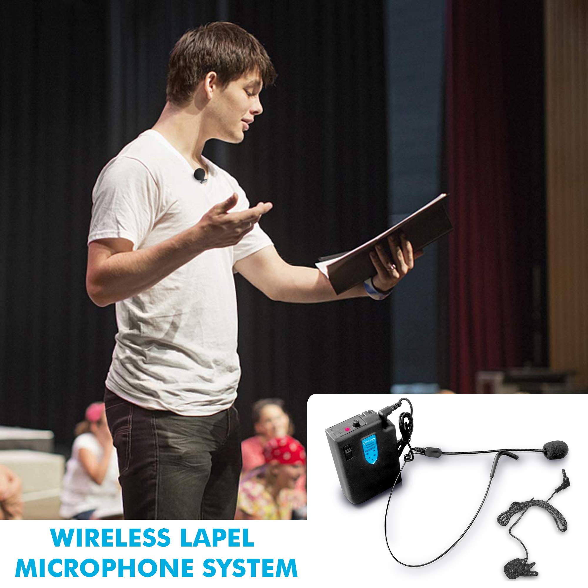 WMU95 Wireless Headset & Lapel Mic System - Dual Microphone Combo for Presentations, Teaching, Public Speaking & Live Streaming (USB & Bluetooth Connectivity)