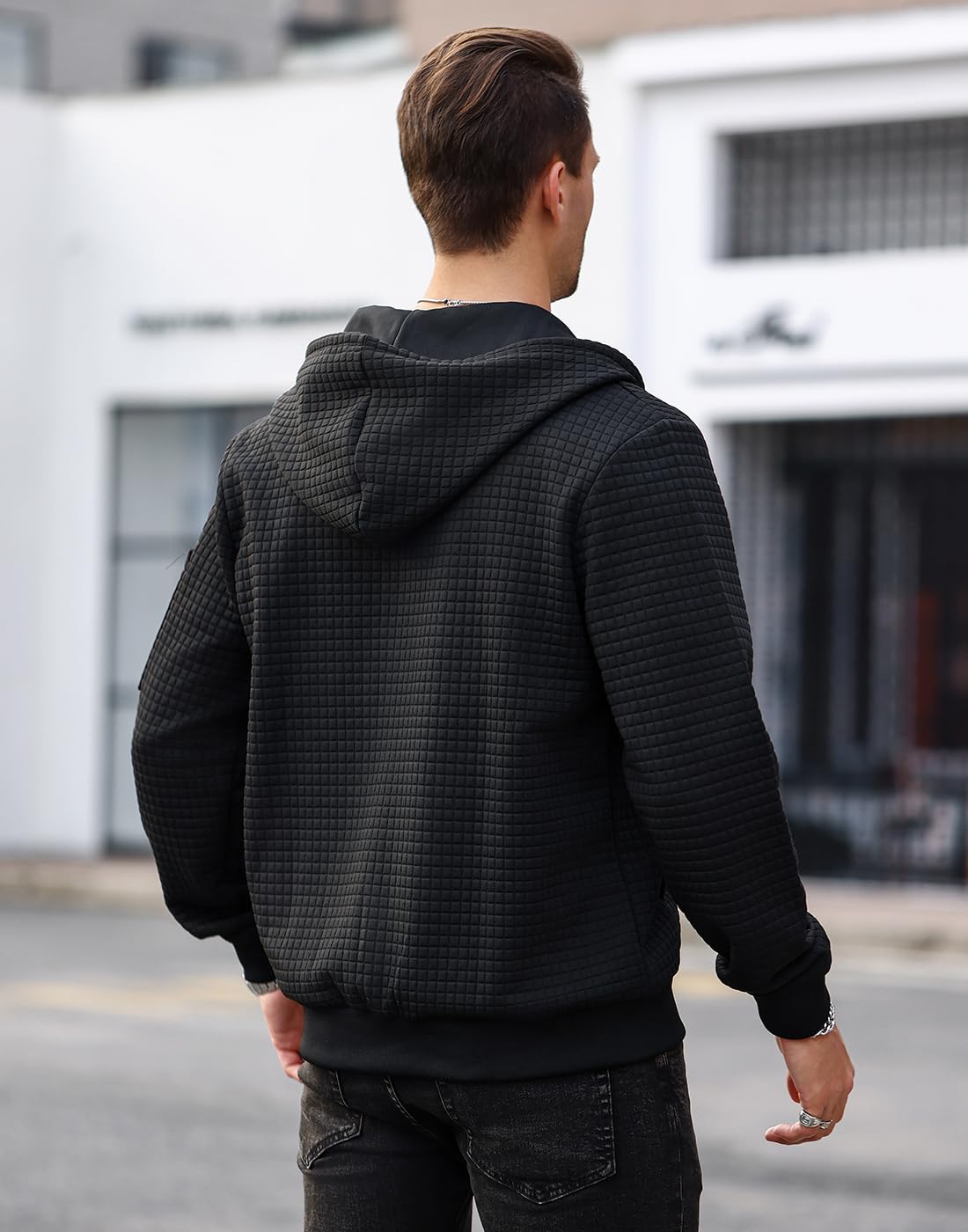 Men's Lightweight Zip-Up Hoodie - Full-Zip Sweatshirt with Loose Fit & Hood - Casual Streetwear for Everyday Wear, Gym, and Outdoor Activities