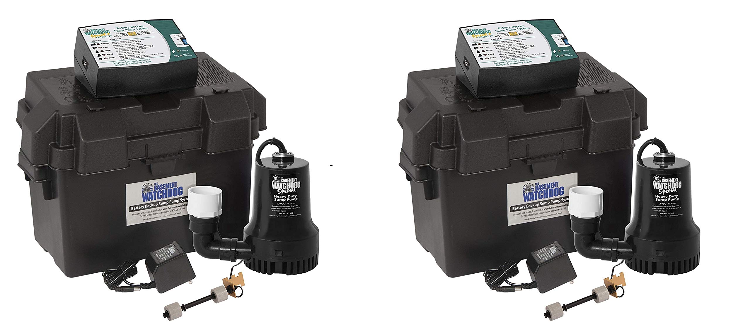 Basement Watchdog BWSP 1730 GPH Backup Sump Pump (2-Pack) - Heavy Duty Water Removal for Flooded Basements & Emergency Home Protection