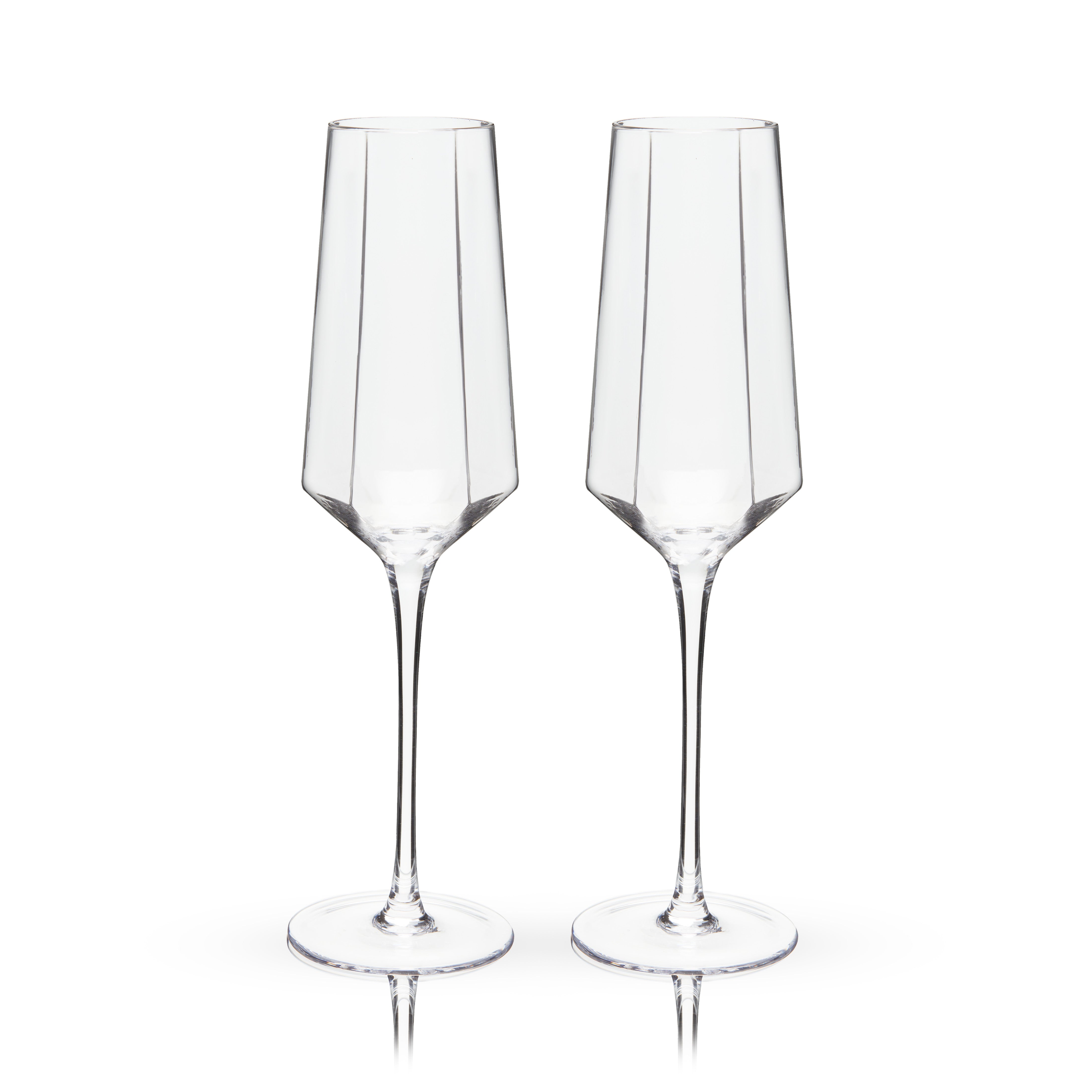 Premium Seneca Diamond Crystal Champagne Flutes Set of 2 - Elegant Stemware for Wedding Toasts, Anniversary Celebrations & Romantic Dinners - Dishwasher Safe Lead-Free Glass