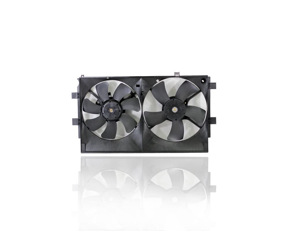 Dual Radiator and Condenser Fan Assembly - Replacement for 2008-2013 Mitsubishi Outlander 2.4L 4-Cyl Engine - Compatible with Part #623100 & 1355A140 - Perfect for Cooling System Repair & Summer Driving