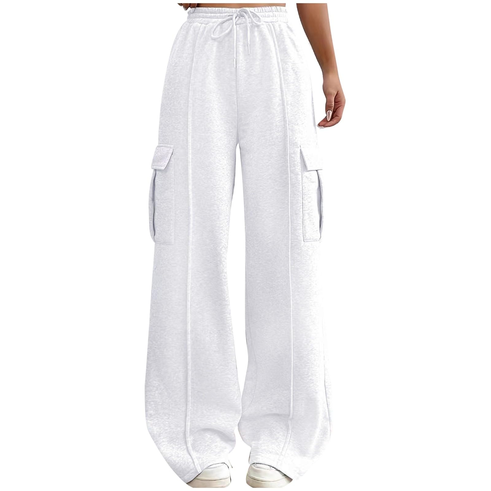 Women's High Waist Joggers with Pockets - 2024 Summer Cotton Cargo Sweatpants for Running, Workout & Fitness | Comfortable Casual Lounge Pants
