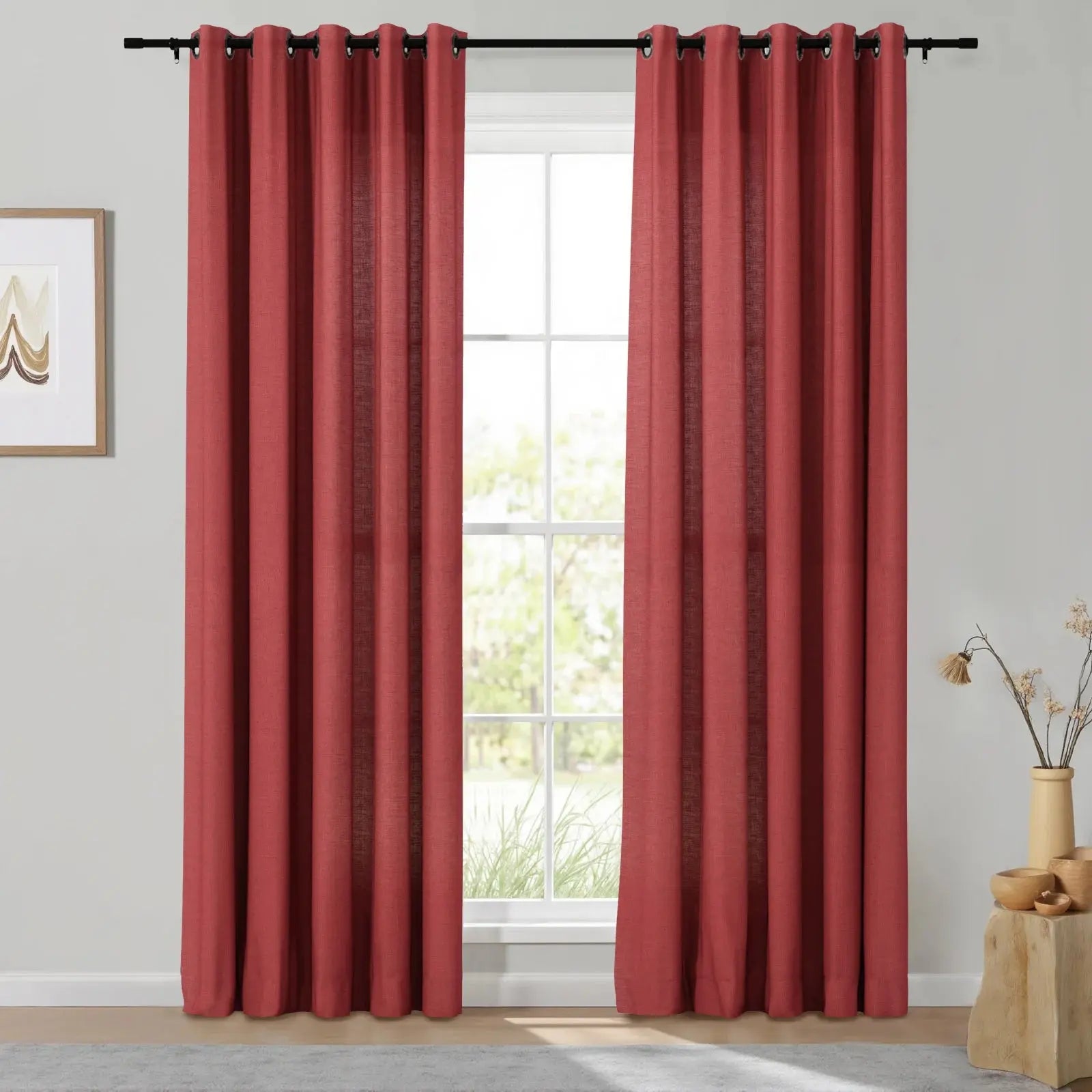 Isabella Heavyweight Cotton Grommet Curtains - Blackout Drapes for Living Room & Bedroom - Noise Reducing Thermal Insulated Window Panels (Set of 2)