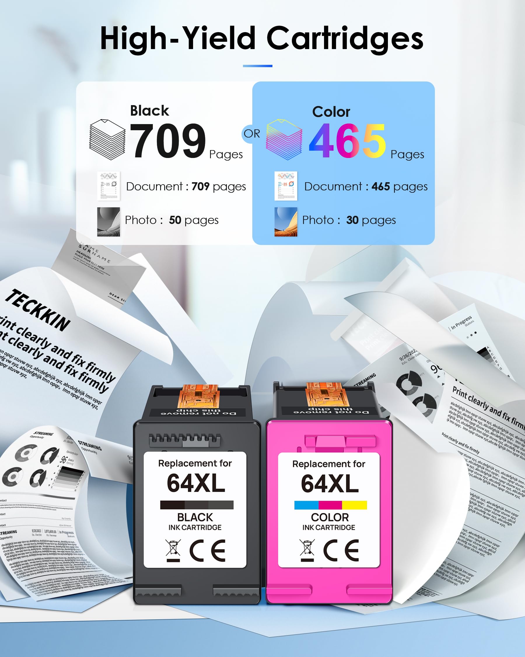 HP 64XL Ink Cartridges Combo Pack - 1 Black & 1 Color - Replacement for HP Envy Photo 7855 7858 7155 7120 Printers | High-Quality Printer Ink for Home Office & Photo Printing
