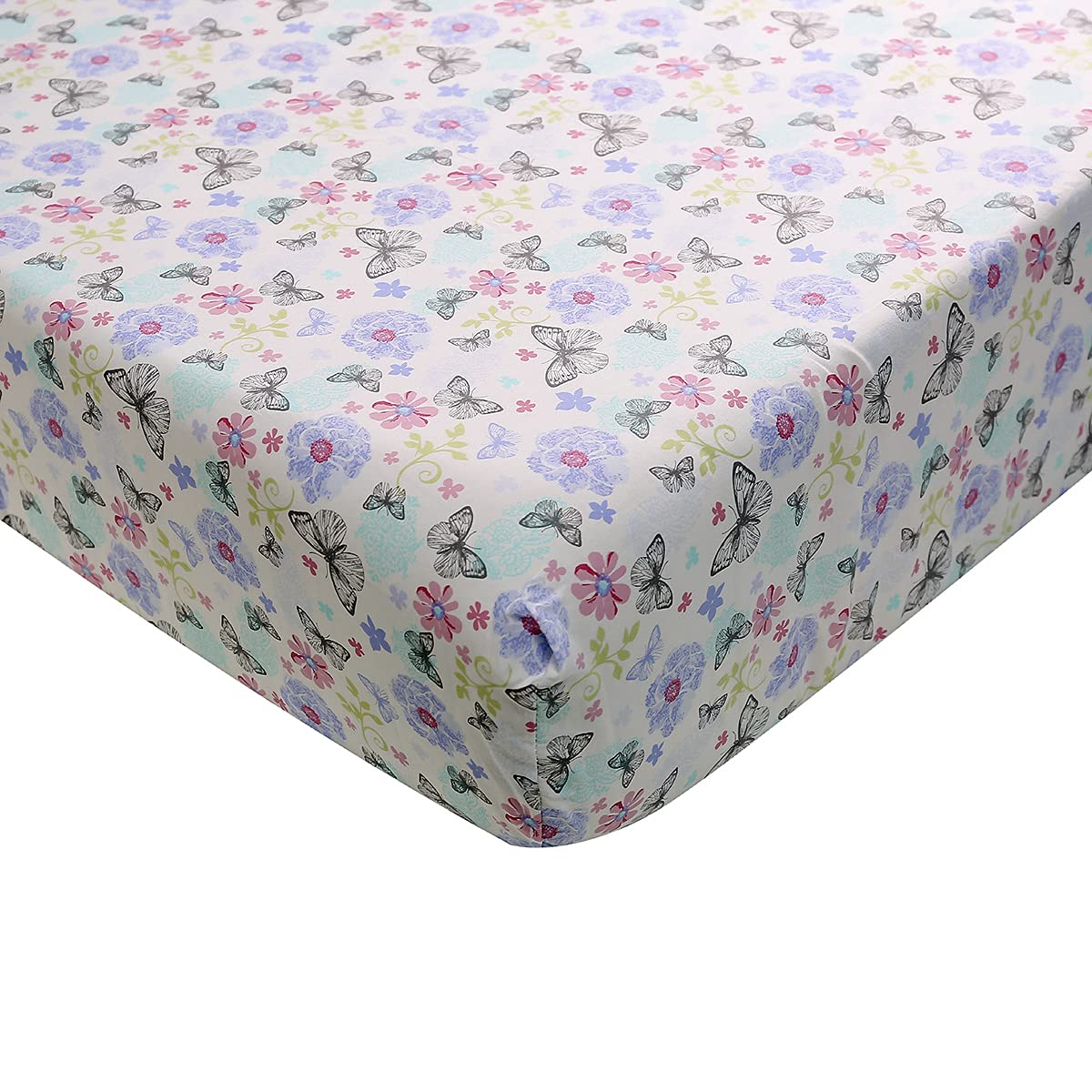 Brandream 4-Piece Purple Butterfly Nursery Bedding Set for Girls - Floral Butterfly Crib Bedding, Farmhouse Baby Comforter | Perfect for Newborns, Toddlers & Nursery Decor