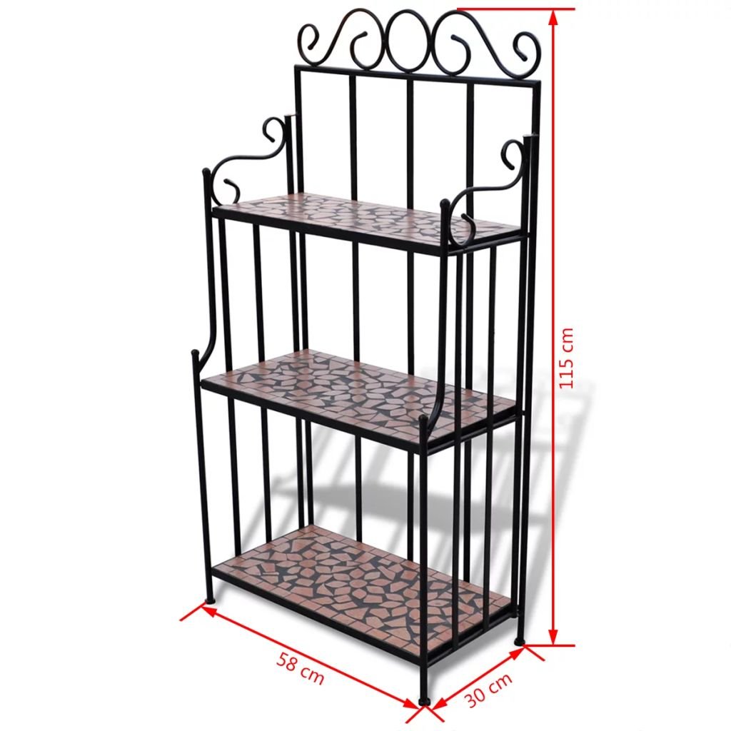 Terracotta Mosaic Plant Stand Table - Handmade Outdoor Patio Decor with Intricate Patterns | Perfect for Garden, Balcony & Home Decor