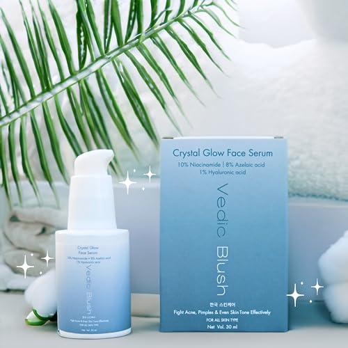 Vedic Blush Korean Crystal Glow 10% Niacinamide Brightening Face Serum with Glowing Boosters | Acne & Dark Spot Treatment | 30ml | Daily Skincare for Radiant Complexion