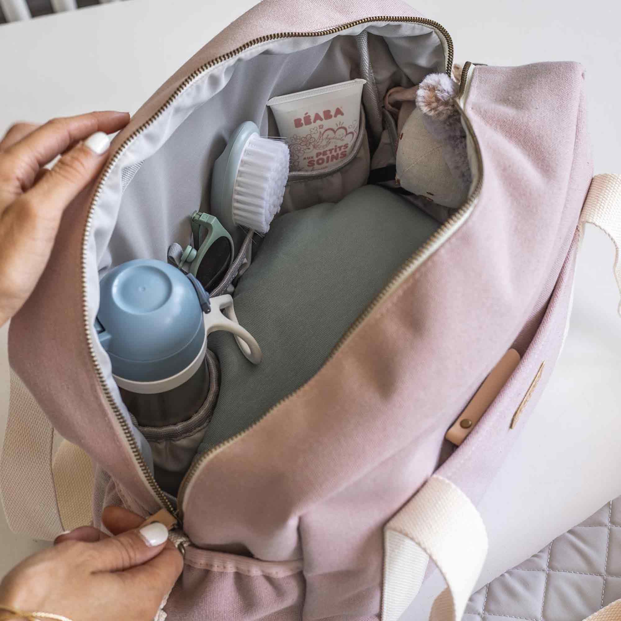 Beaba Paris Large Capacity Baby Diaper Bag - Waterproof Travel Diaper Backpack with Adjustable Strap for Stroller | Perfect for Newborn Essentials, Daycare, Family Outings & Travel