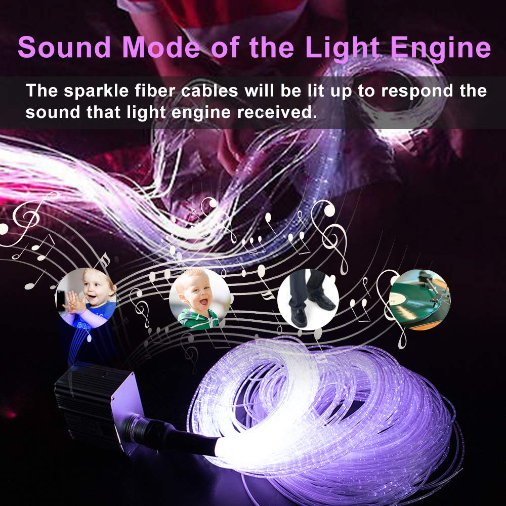 Callsky 10W Fiber Optic Sensory Lights for Autism Rooms - APP Controlled, Twinkle & Sound Activated LED Curtain Lights with Durable (3x0.75mm) Sparkle Cables (50x2m) + Remote - Perfect for Sensory Therapy, Kids Bedrooms & Relaxation Spaces