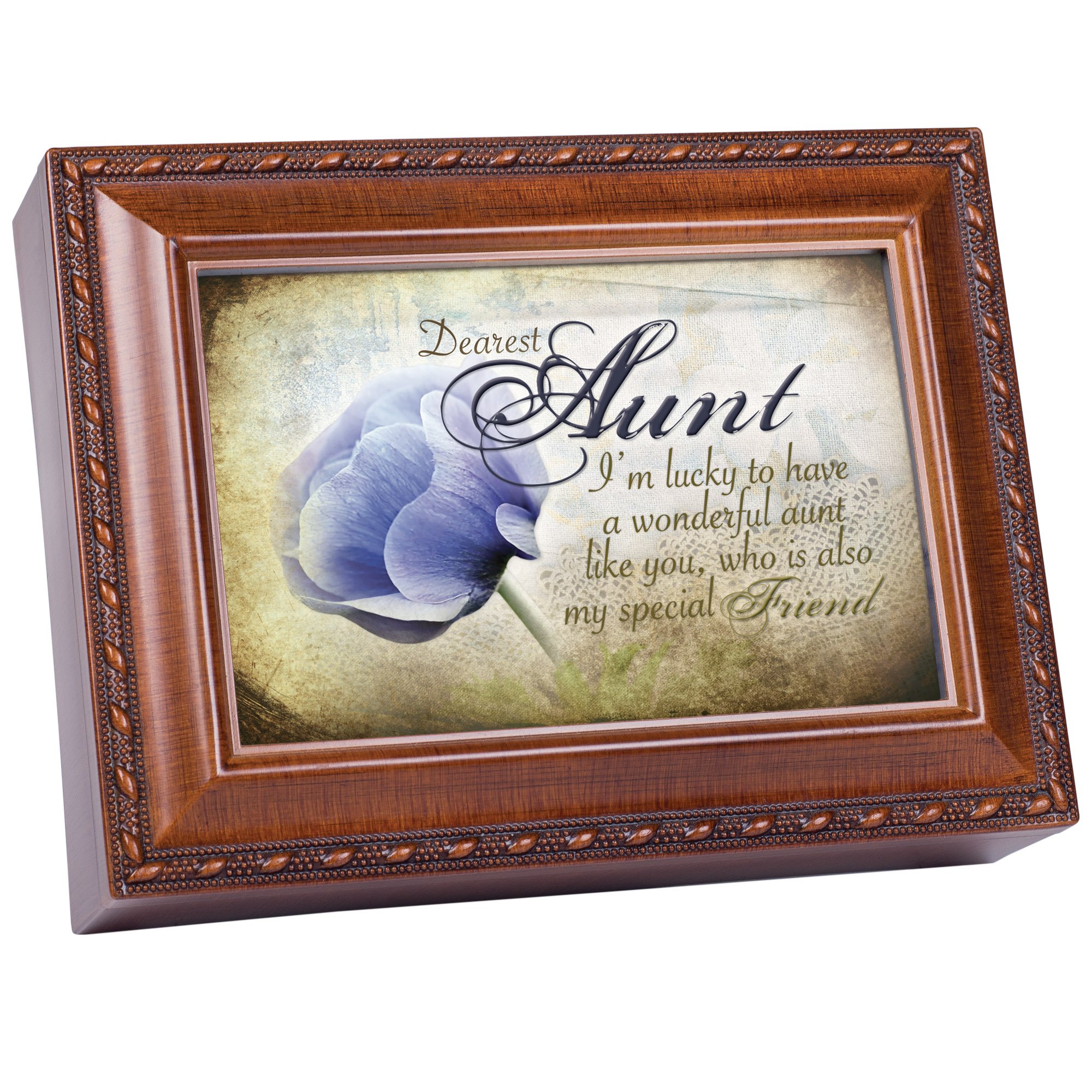 Woodgrain Music & Jewelry Box - Plays 'That's What Friends Are For' - Cottage Garden Gift for Aunt - Perfect for Birthday, Anniversary & Keepsake Storage