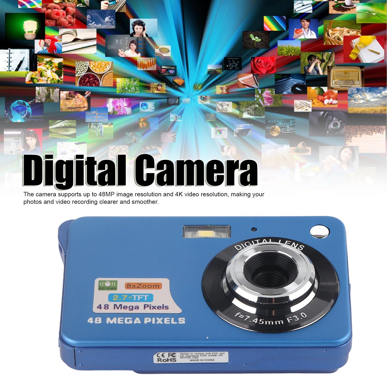LOCADENCE 4K Digital Camera for Kids & Teens - 48MP Vlogging Camera with 8x Zoom, Anti-Shake, 2.7