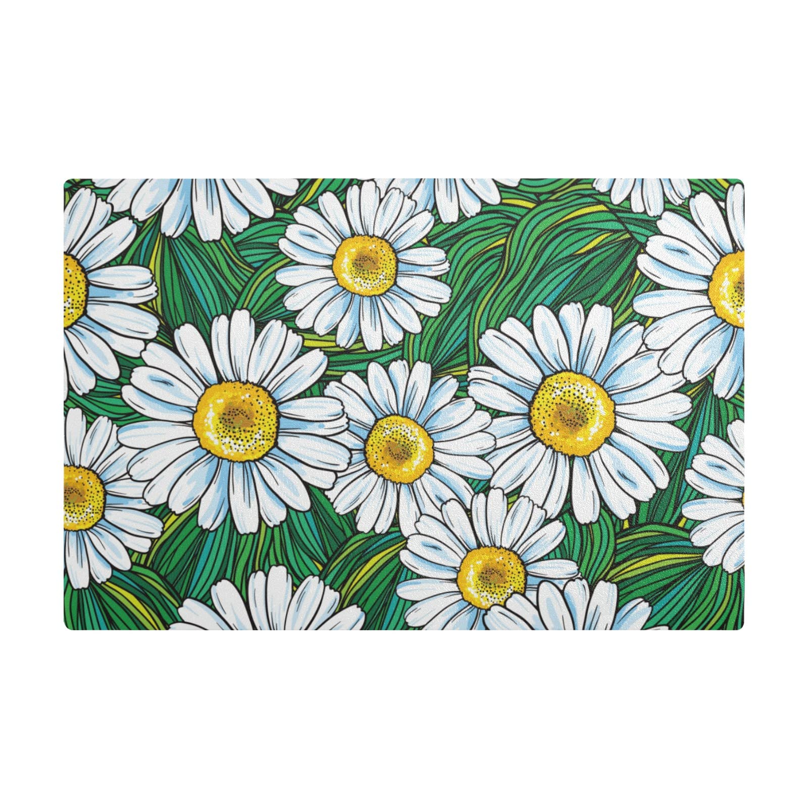 Premium Daisy Green Leather Coffee Mat - Absorbent, Washable Countertop Protector (18x12 Inch) for Coffee Makers, Dishes & Kitchen Countertops - Perfect for Brewing, Drying & Spill Protection