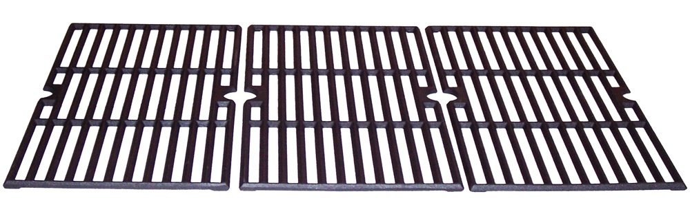 Music City Metals 68763 Matte Cast Iron Cooking Grid Replacement for Charbroil, Kenmore & Other Gas Grills - Set of 3 | Durable BBQ Grill Grate for Outdoor Cooking, Backyard Grilling & Camping