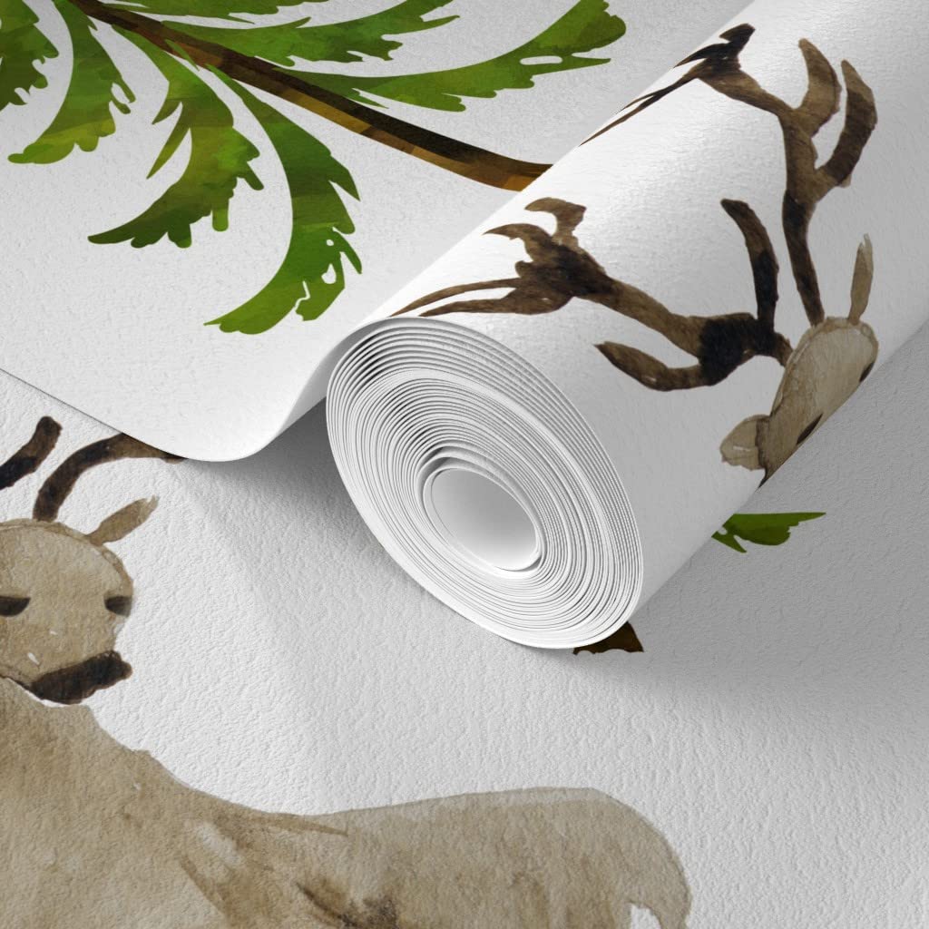 Premium Winter Deer Woodland Wallpaper 27ft x 2ft - Commercial Grade Forest Design for Nursery, Baby Boy & Girl Rooms - Traditional Green Nature-Themed Home Decor