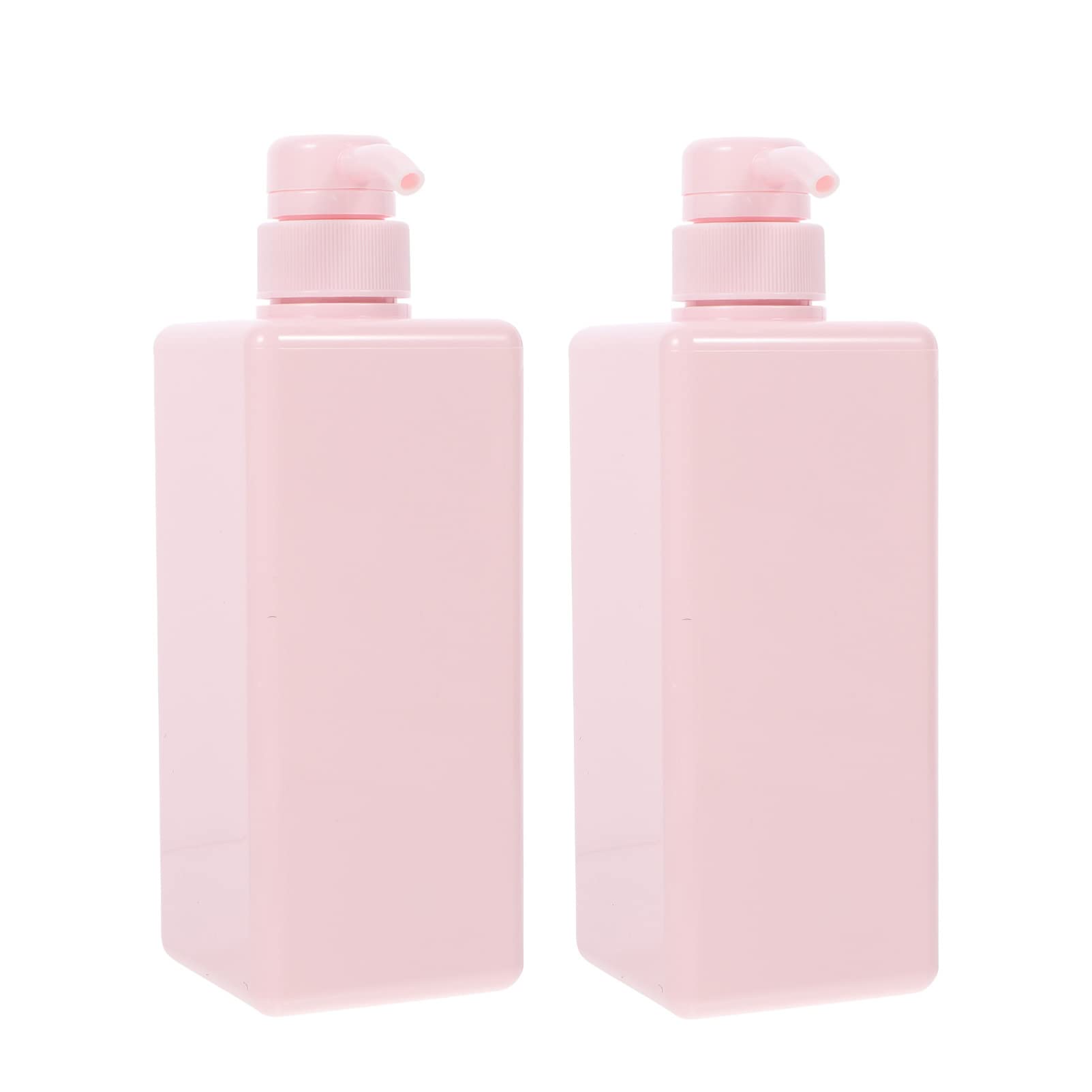 Operitacx 2-Pack 650ml Square Lotion Pump Bottles - Refillable Plastic Dispenser for Shampoo, Body Wash & Hand Soap (Pink) - Perfect for Bathroom, Kitchen & Salon Use
