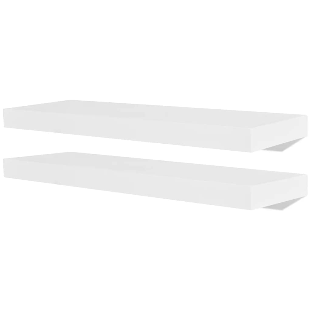 CHARMMA 2pc Floating Wall Shelf - MDF Storage for Books, DVDs - Living Room, Bedroom Decor