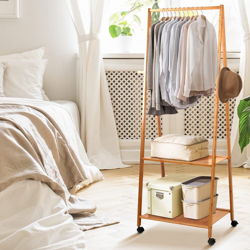 Artiss Bamboo Clothes Hanger Stand - Wooden Garment Rack for Closet Organization & Clothing Display - Perfect for Bedroom, Boutique, or Retail Store Use