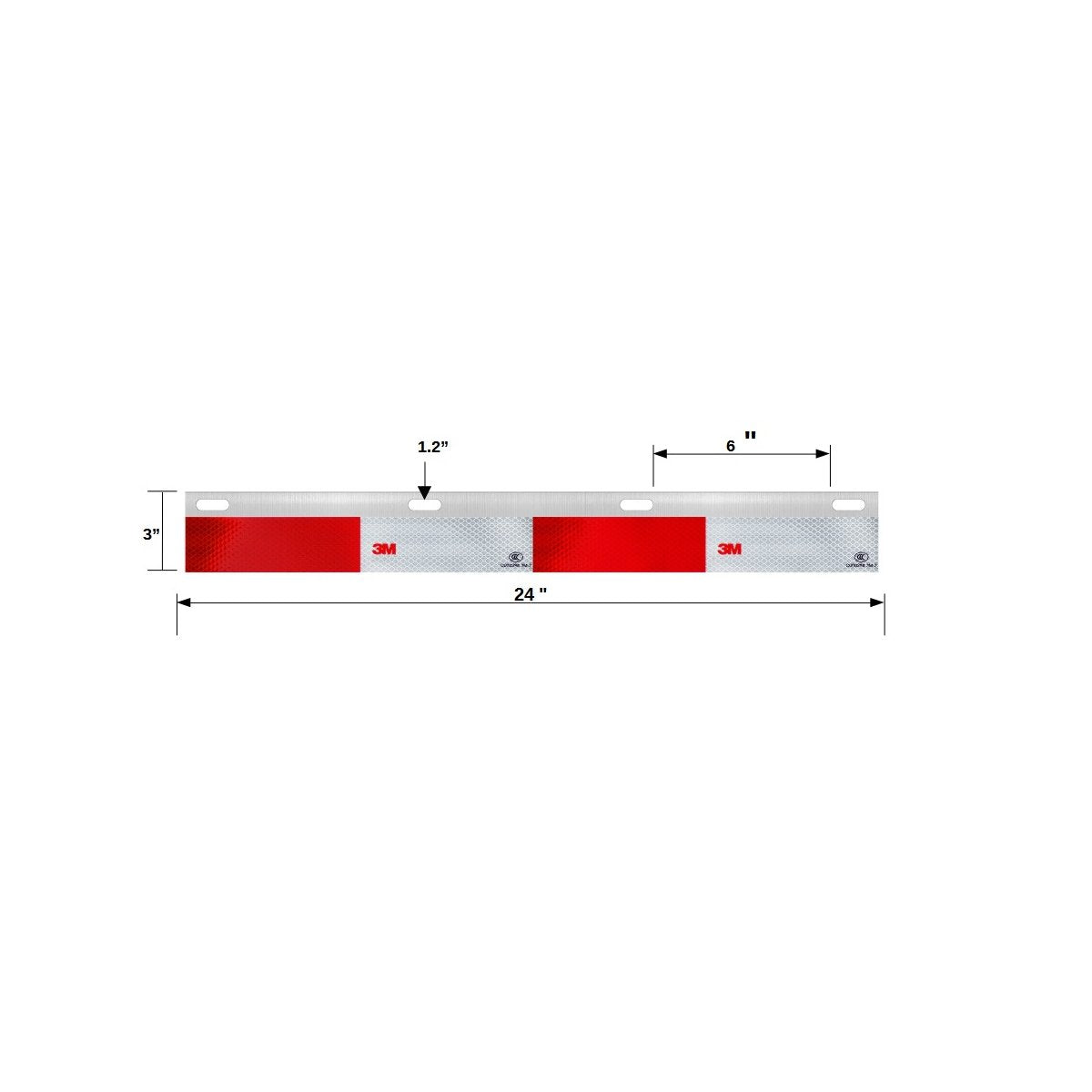 Fortpro 24x3 Inch Heavy Duty Aluminum Plate with 3M Reflective Tape - Durable Straight Mud Flap Hanger (Pair) for Semi Trucks & Trailers - Enhanced Road Safety & Visibility