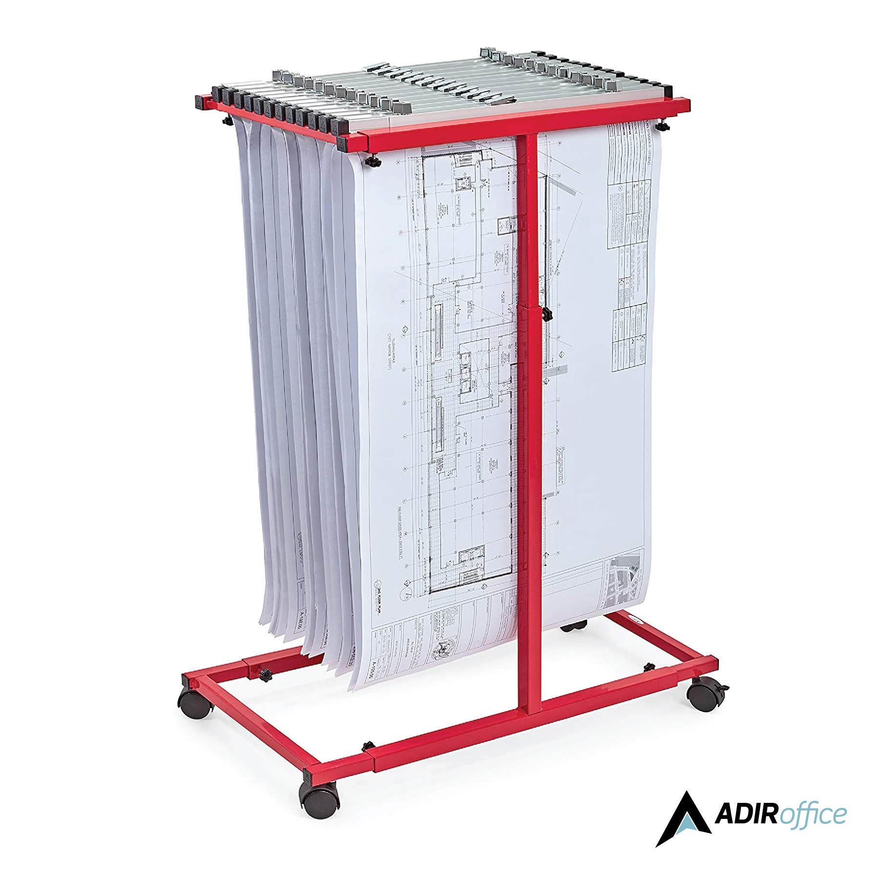 Adir Mobile Blueprint Holder - Adjustable Blueprint Storage Organizer for Construction Plans, Blueprints & Documents - Jobsite & Office Use - Perfect for Architects, Engineers & Contractors (Without Clamps)