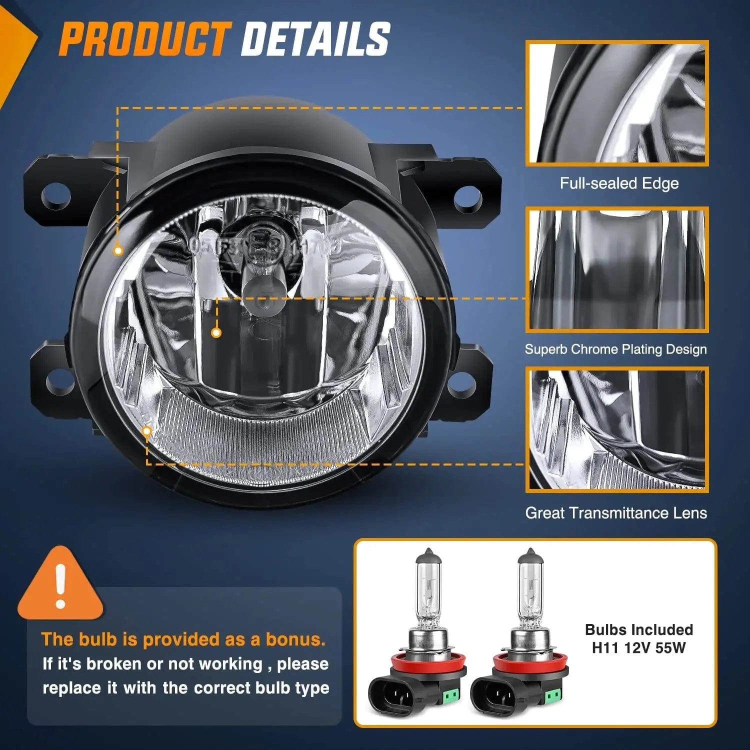 2013-2018 Honda Accord Civic Pilot CR-V Crosstour & Chrysler Jeep Cherokee Fog Lights Assembly - Compatible with 2010-2018 Acura RDX TSX TL ILX - Durable Replacement for Driving in Fog/Rain/Snow