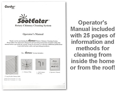 SootEater Rotary Chimney Cleaning System with 30 ft. Flexible White Rods - Professional Fireplace & Wood Stove Maintenance Tool for Home Safety