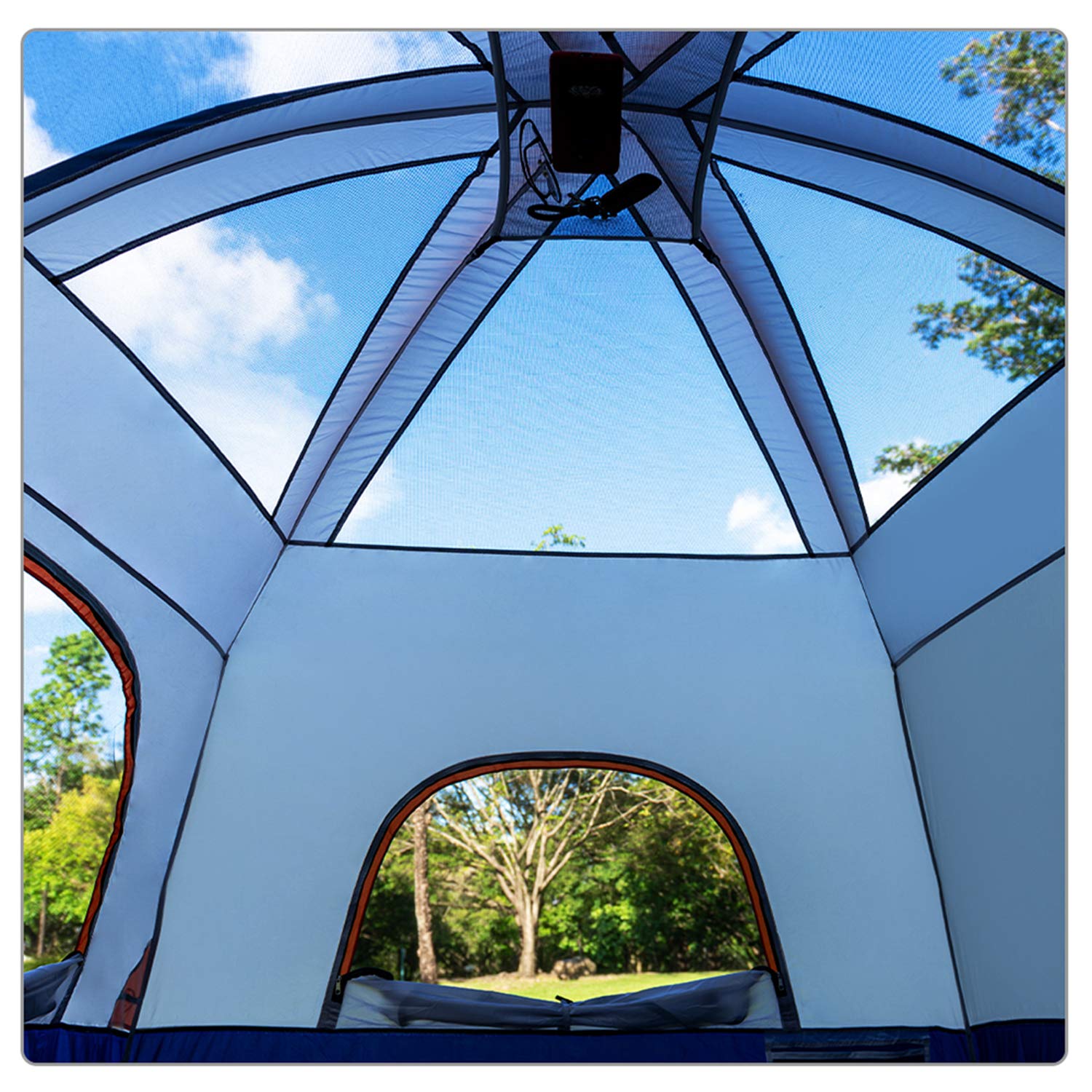 Campros 6/8 Person Waterproof Windproof Family Camping Tent with Top Rainfly - 4 Large Mesh Windows, Double Layer Design for All Seasons - Easy Setup & Portable with Carry Bag - Perfect for Family Camping Trips, Hiking Adventures & Outdoor Festivals
