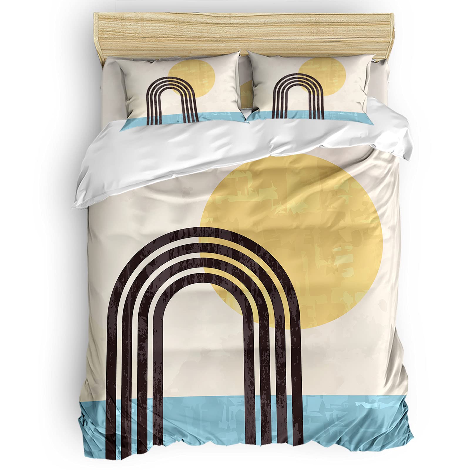 California King Comforter Set - Abstract Art Minimalist Rainbow Bedding | Lightweight Breathable Polyester Duvet Cover with Sheets & 2 Pillow Shams | Perfect for Modern Bedrooms, Guest Rooms & Dorm Decor