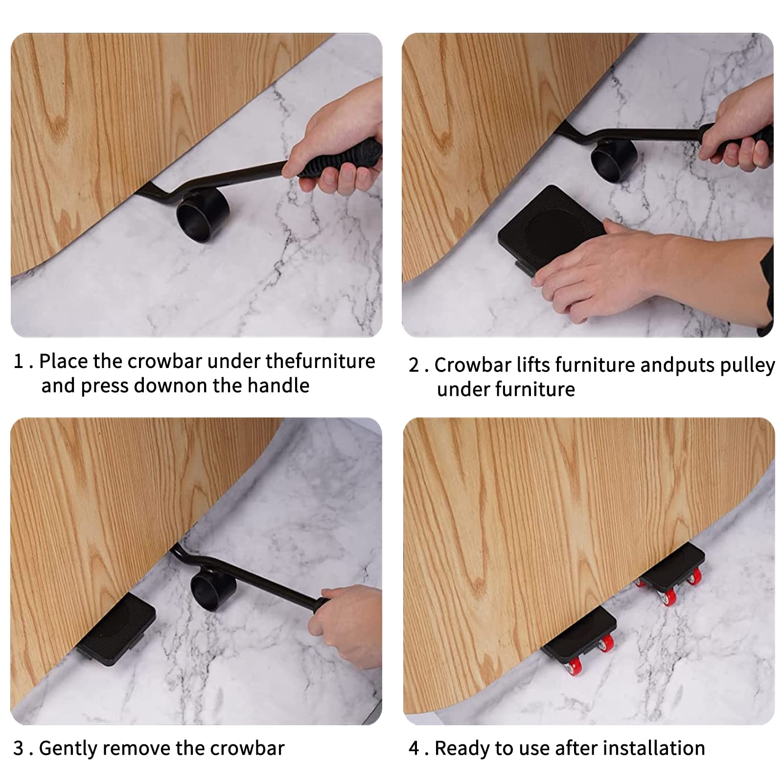 6-Pack 5-Wheel Furniture Mover Dolly - 1320Lbs Capacity for Sofa, Cabinet & Refrigerator Moving