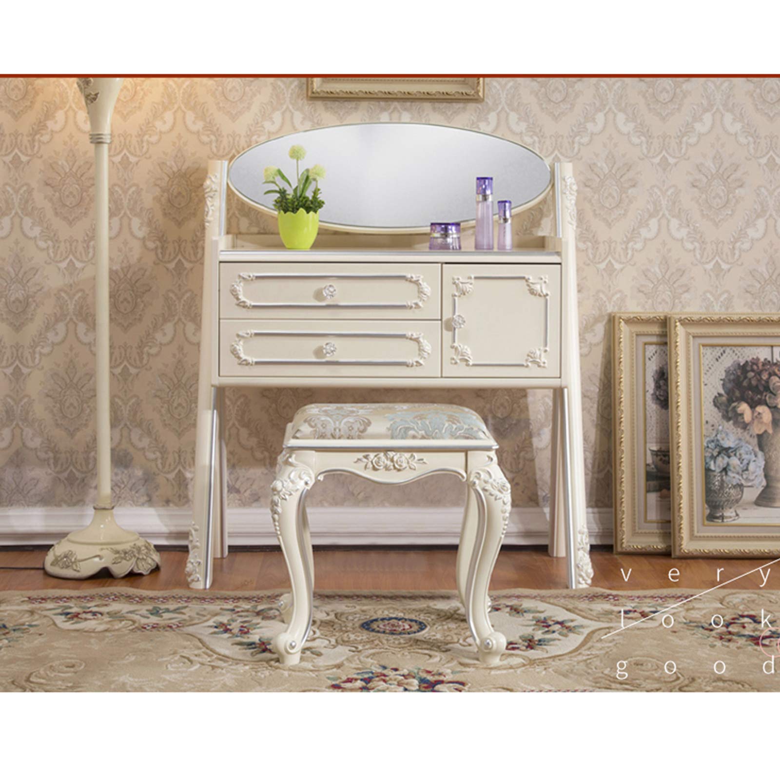 Thick Padded Vanity Stool - Makeup Bench for Bedroom & Bathroom