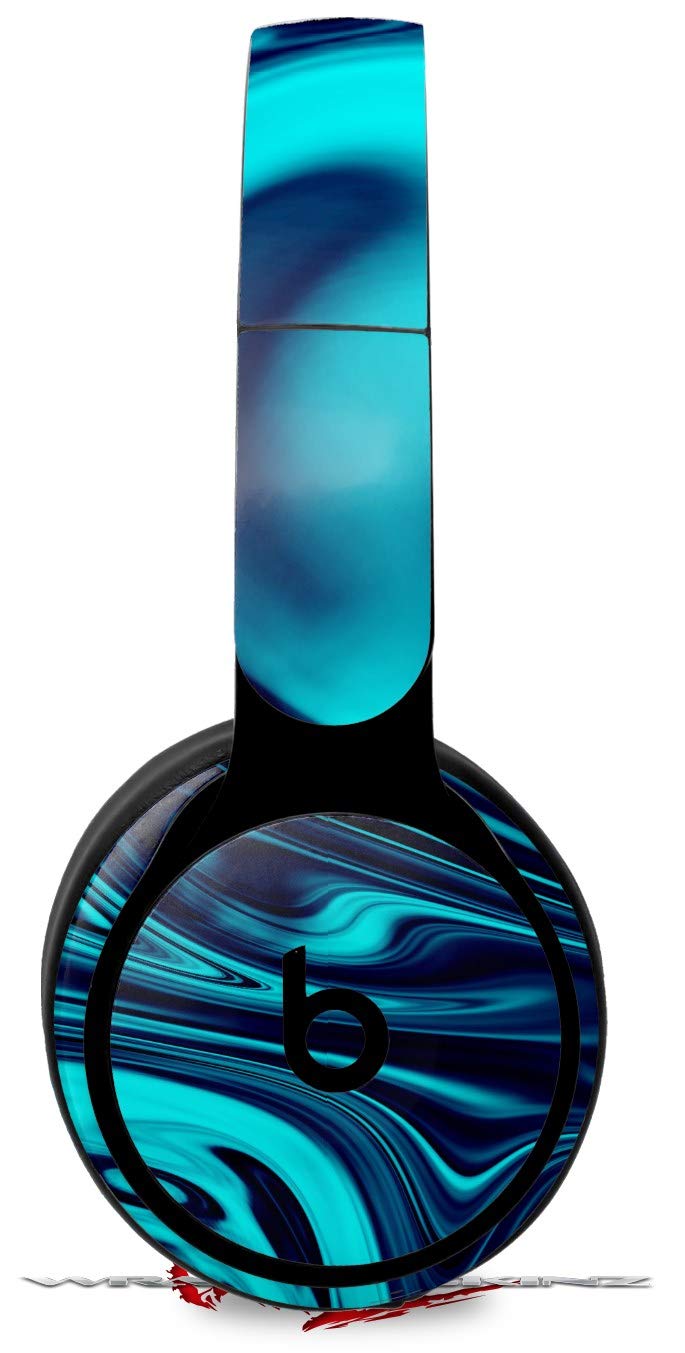 Beats Solo Pro Headphone Skin Decal Wrap - Liquid Metal Chrome Neon Blue Protective Cover | Compatible with Beats Solo Pro (Headphones Not Included) | Perfect for Gym, Travel & Daily Use