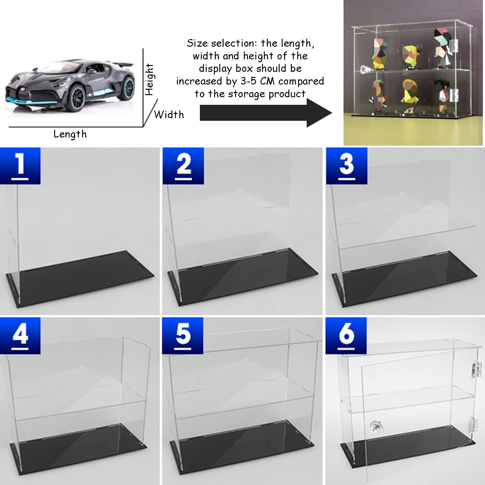 Clear Acrylic Display Case with Side Opening Door - Protective Showcase for Figures, Models & Collectibles - Dustproof Countertop Organizer Cube - Perfect for Home Decor, Retail Displays & Collectible Storage