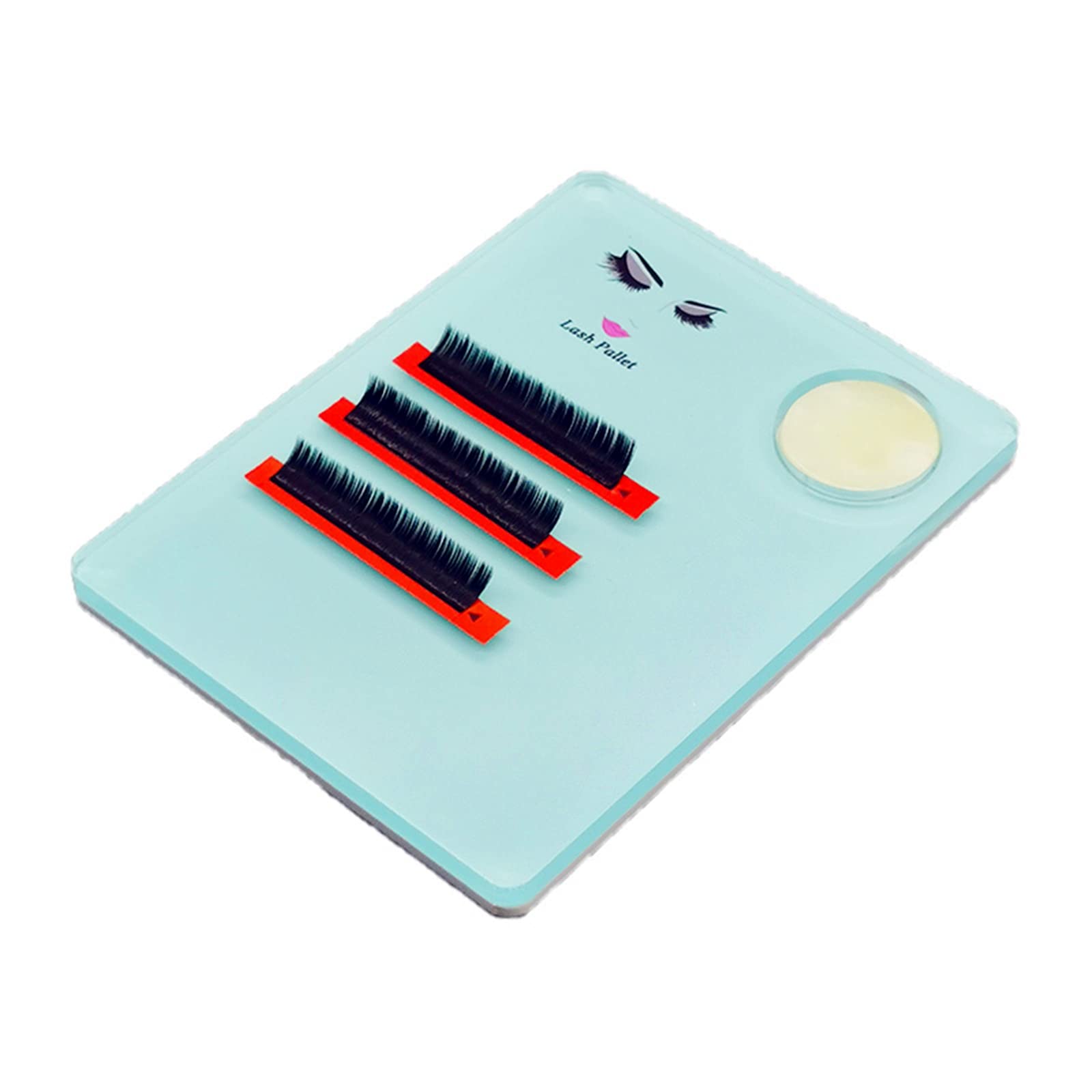 2-in-1 Acrylic Eyelash Extension Palette with Round Jade Stone Set - Professional Lash Grafting Tool Pad & Tray Gasket (Blue) - Perfect for Salon, Spa & Home Lash Extensions