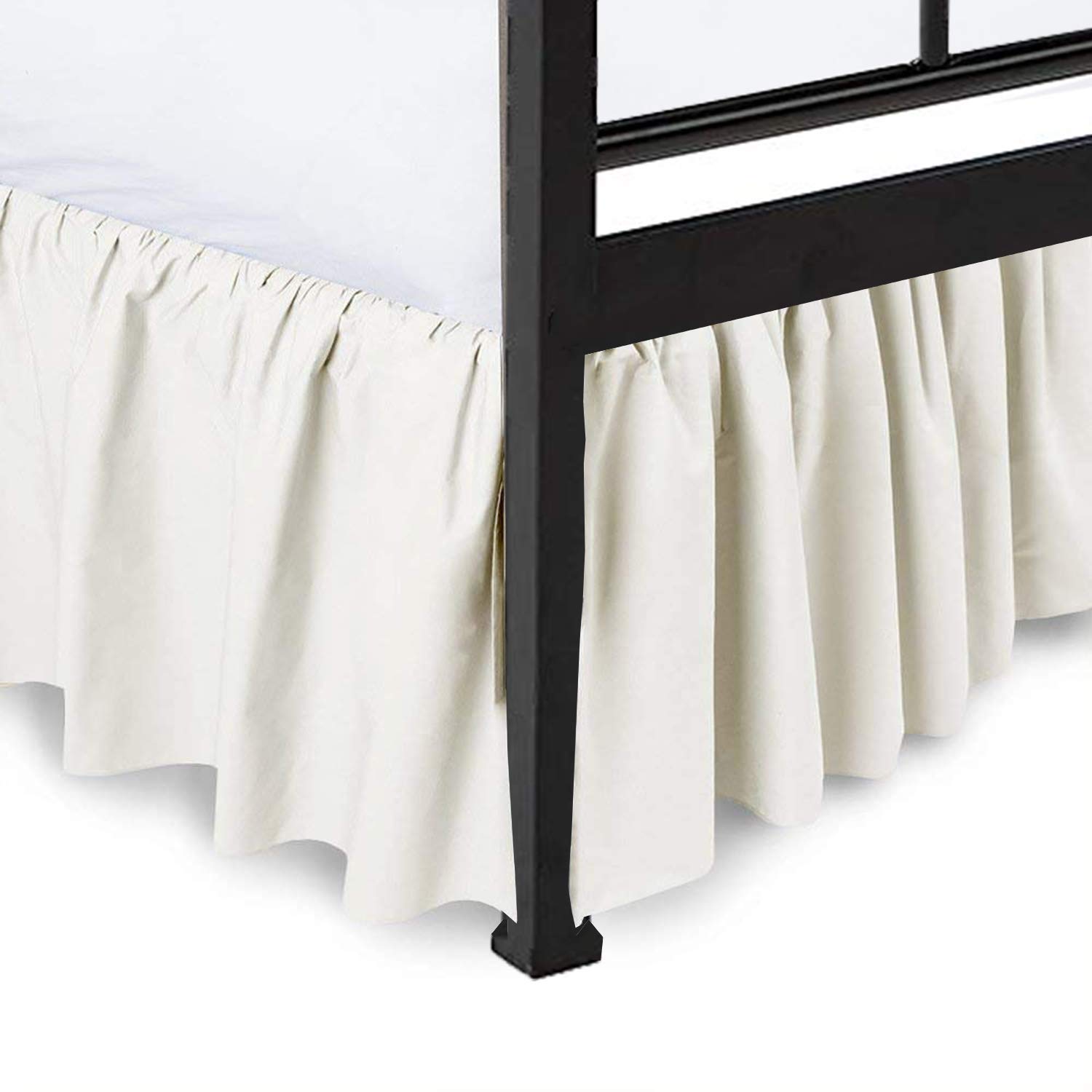 Elegant Ruffled Bed Skirt with Split Corners - Ivory Full Size 12 Inch Drop, Wrinkle-Free Dust Ruffle for Perfect Fit (Queen/King/All Sizes, 10 Colors) - Ideal for Master Bedrooms, Guest Rooms & Luxury Hotel Decor