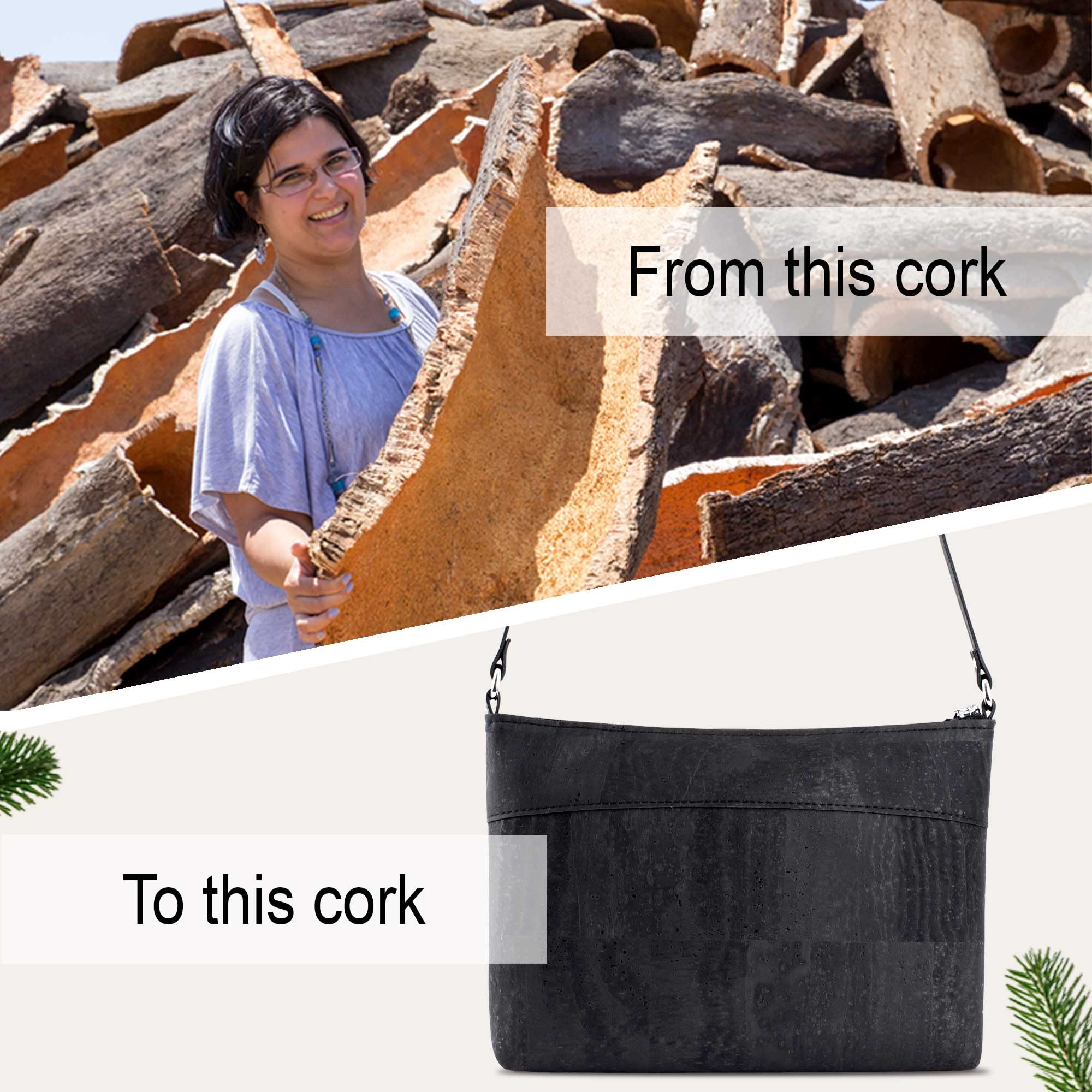 Vegan Cork Purse for Women - Eco-Friendly Crossbody Handbag, Cruelty-Free Black Cork Bag | Perfect for Casual Outings, Travel & Sustainable Fashion