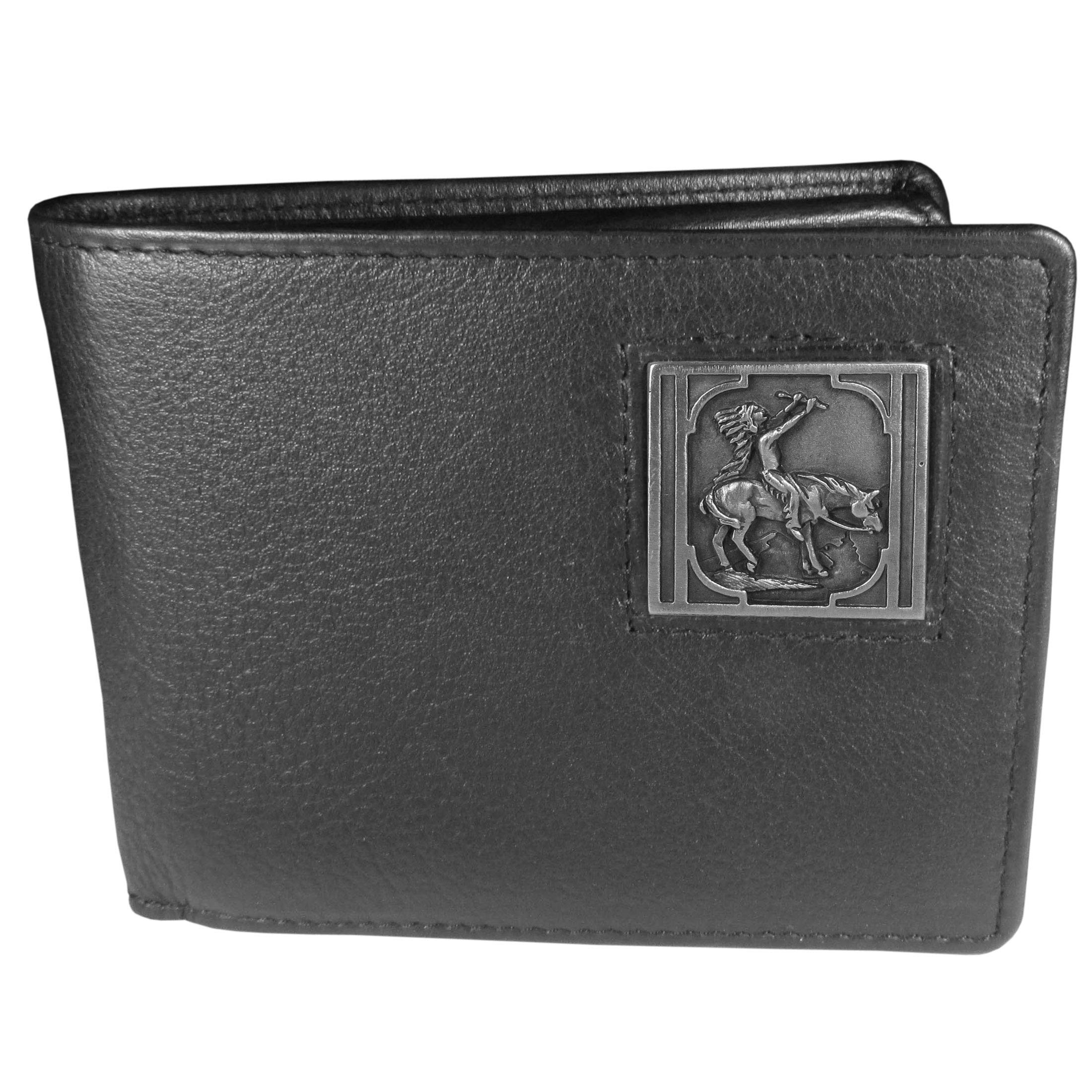 Genuine Leather Bi-Fold Wallet with Native American Horse Design - Slim RFID Blocking Wallet for Men - Perfect for Everyday Carry, Travel & Gifting