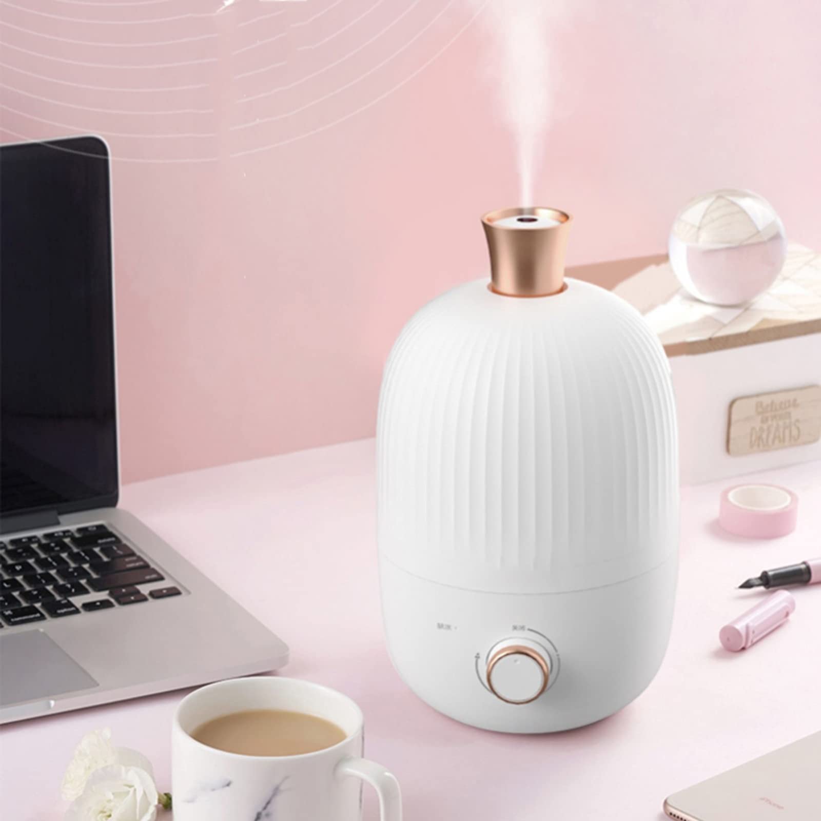 Green Cool Mist Humidifier - Ultrasonic Quiet Humidifier for Bedroom, Nightstand & Office - Small Space-Saving Air Vaporizer for Better Sleep, Dry Skin Relief & Home Comfort