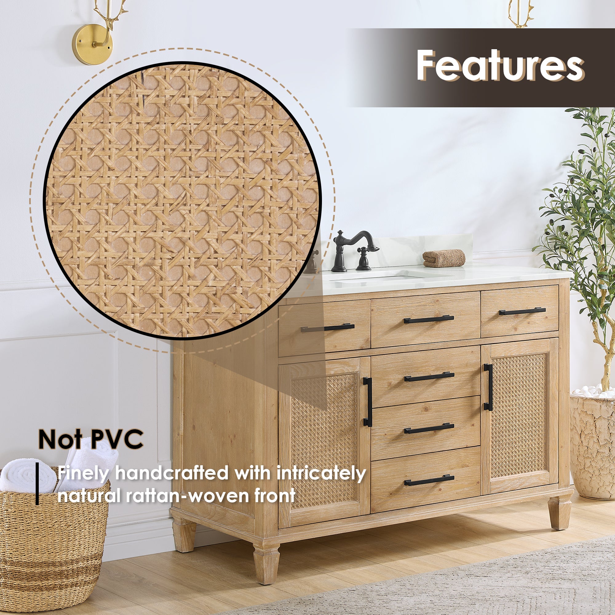 Solana Bathroom Vanity Base - Weathered Fir Finish, No Top, Sink, or Mirror | Modern Bathroom Storage Cabinet for Small Spaces, Powder Rooms & Guest Baths