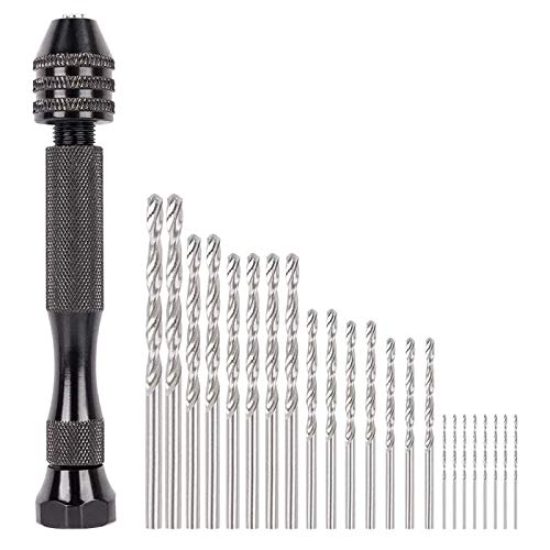 26Pcs Hand Drill Bits Set for Woodworking, Model Making, Resin & Jewelry - Mini Pin Vise Drill with Hole Maker Punch Tool - Perfect for DIY Crafts, Small Hole Drilling, and Detailed Jewelry Work