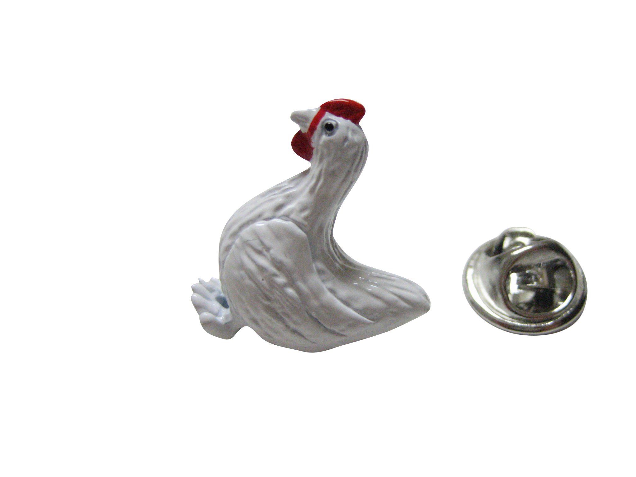 Kiola Designs White Chicken Lapel Pin - Elegant Brooch for Suits, Jackets & Blazers - Perfect for Business Meetings, Weddings & Formal Events