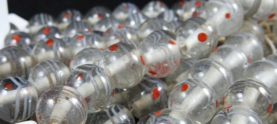 Handmade Clear & Red Glass Bead Strand - Unique Bohemian Style Jewelry Supplies for Necklaces, Bracelets & DIY Crafts
