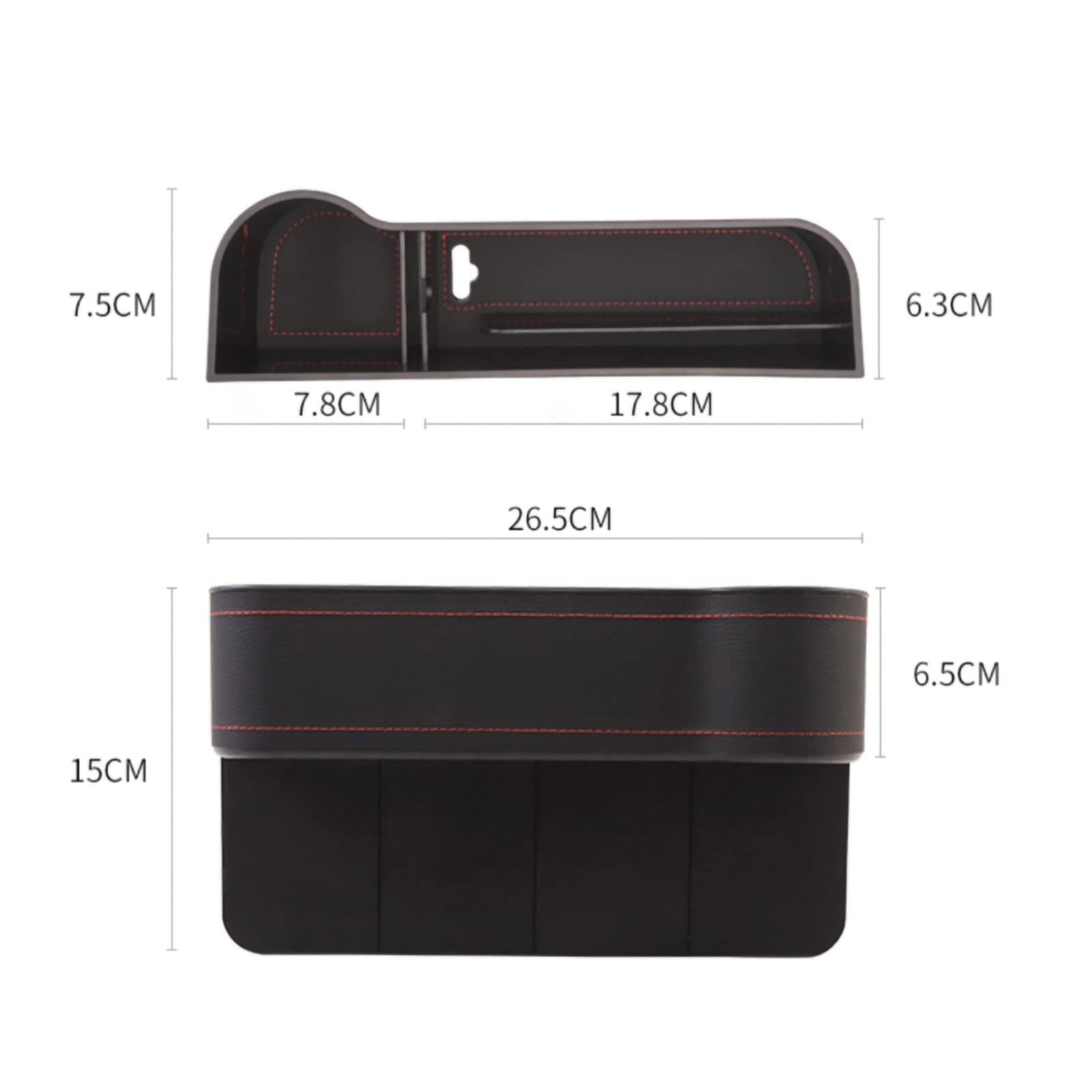 2 Pack Car Seat Gap Filler Organizer - PU Leather Front Seat Storage with Cup Holder & 4 Headrest Hooks for Phone, Keys, Cards | Multifunctional Console Side Organizer | Perfect for Road Trips, Commuting & Keeping Your Car Neat (Black)