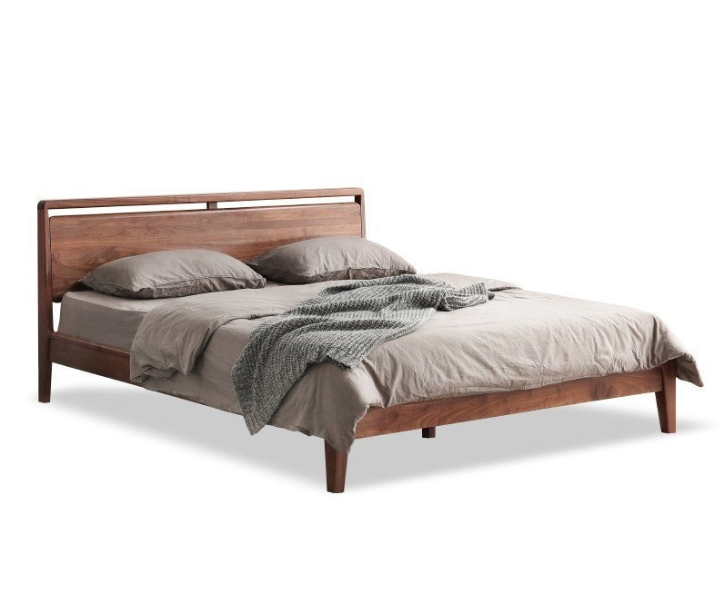 Premium Black Walnut Solid Wood Bed Frame - Queen Size, Natural Wood Grain, Sturdy & Durable - Perfect for Master Bedroom, Guest Room & Modern Farmhouse Decor