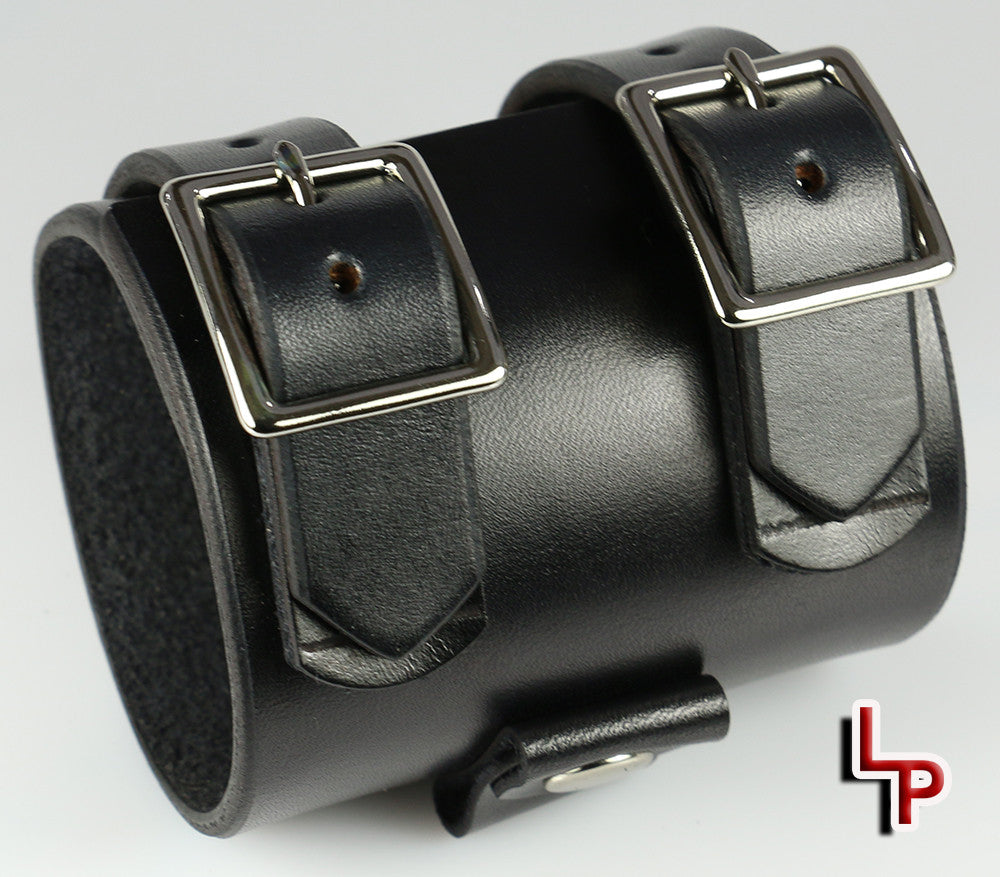 Men's Wide Black Leather Watch Cuff Bracelet - Stylish Adjustable Wristband for Casual & Formal Wear - Perfect for Gifts, Parties, and Everyday Fashion Accessories