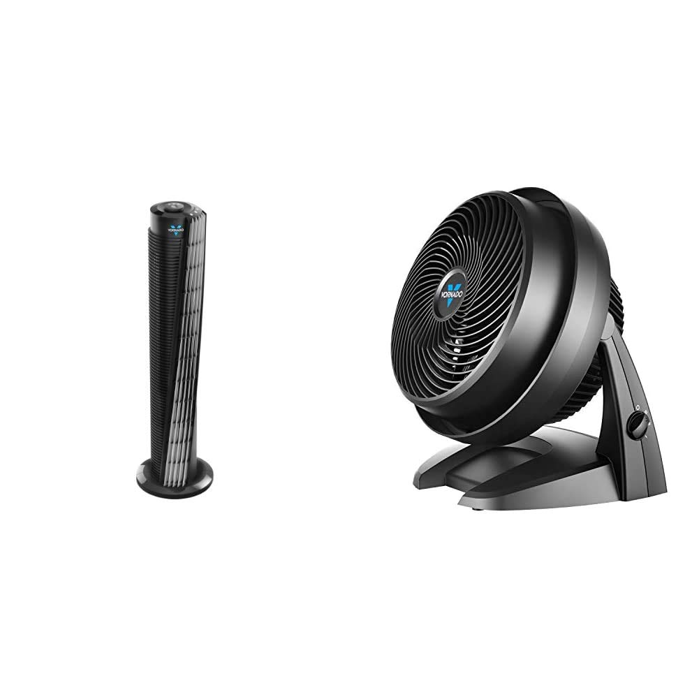 Vornado 184 41-Inch Whole Room Air Circulator Tower Fan & 630 Mid-Size Air Circulator - Black | Powerful Cooling for Large Rooms, Offices & Bedrooms | Energy Efficient Quiet Operation