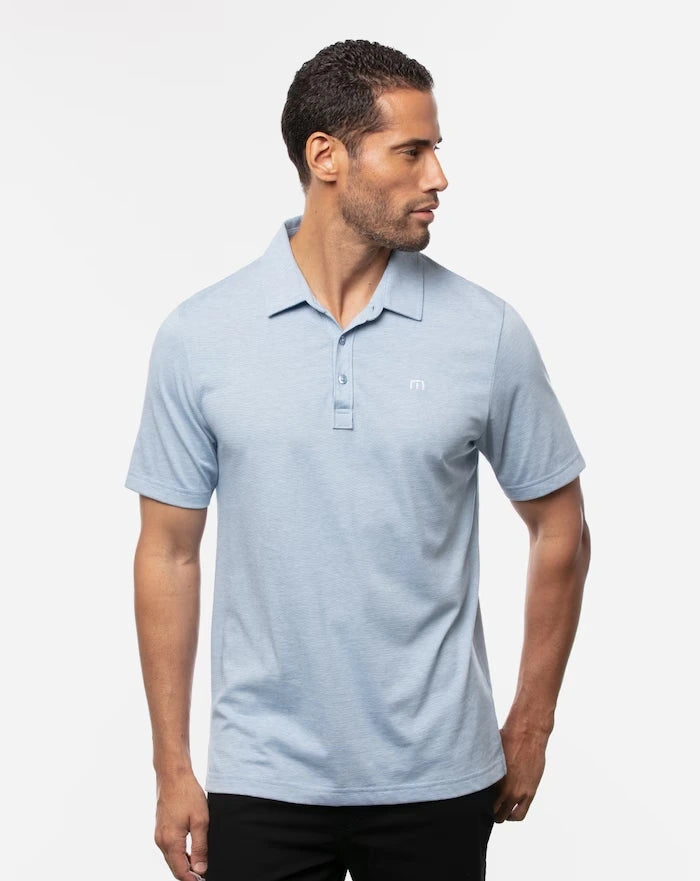 TravisMathew Men's Zinna Performance Polo Shirt - Moisture-Wicking, Breathable Golf & Casual Wear in Classic Blue | Perfect for Golf, Work & Outdoor Activities